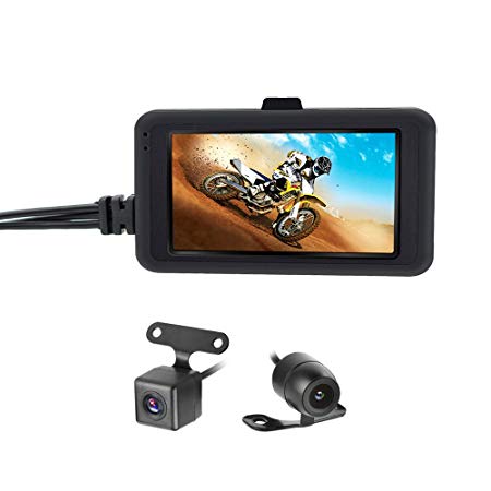 OBEST Biker's Camera Motorcycle Dash Cam 1080p Dual Lens Video Recorder Motorcycle Dash Cam Sports Action Camera 3" LCD Screen 170 Degree Angle Night Vision