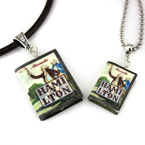 ALEXANDER HAMILTON Polymer Clay Mini Book Pendant Necklace Unisex by Book Beads