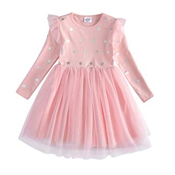 DXTON Girl Winter Dress for Toddler Tutu Dresses Long Sleeve Outfits 2-8T