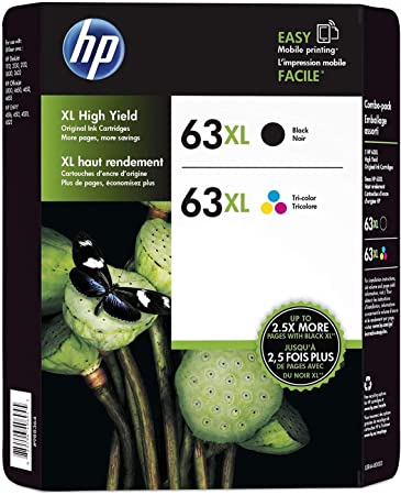 HP 63XL Black and Color Combo Ink Cartridges, 2 pk