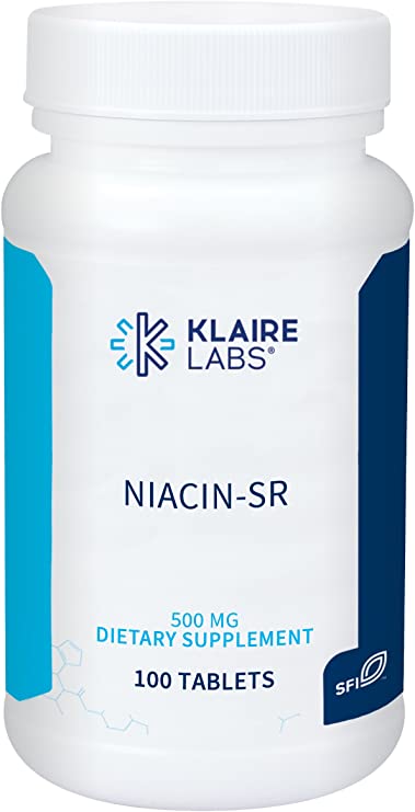 Klaire Labs Niacin-SR - 500 mg Sustained Release Essential Vitamin B3 to Help Avoid Flush, Adjustable Dose & Hypoallergenic (100 Scored Tablets)