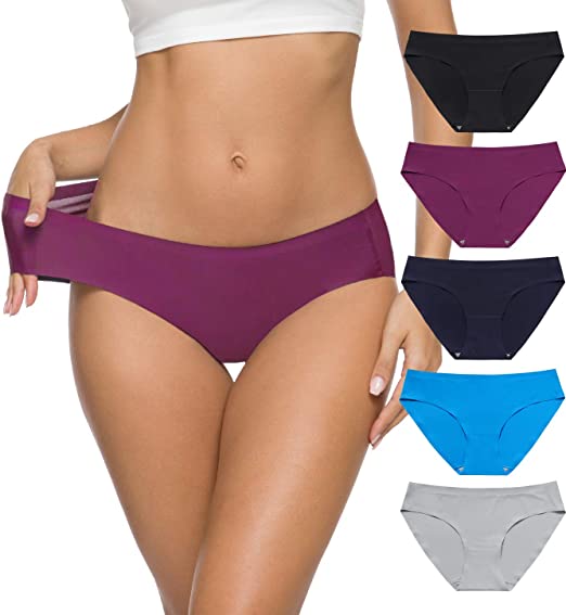Wealurre Women’s Seamless Underwear No Show Panties Soft Stretch Hipster Bikini Underwears 5-Pack