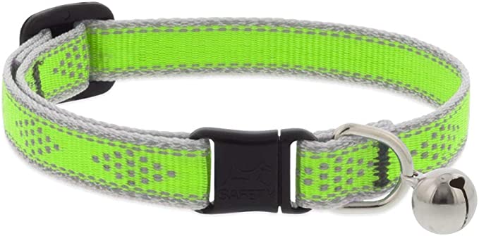 Lupine Reflective Cat Safety Collar with or Without a Bell in 1/2-inch Wide High Lights, Six Bright Colors