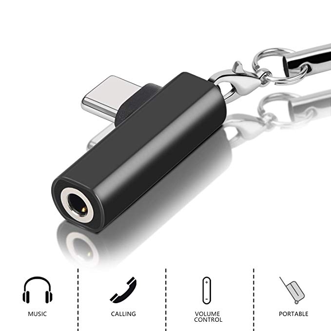 USB C to 3.5mm Audio Adapter, Mxcudu Upgraded Little USB C Male to 3.5mm Female Headphone Jack Audio Adapter Earphone Dongle Compatible with Google Pixel 3/3XL/2/2XL, OnePlus 6T/7Pro and More (Black)