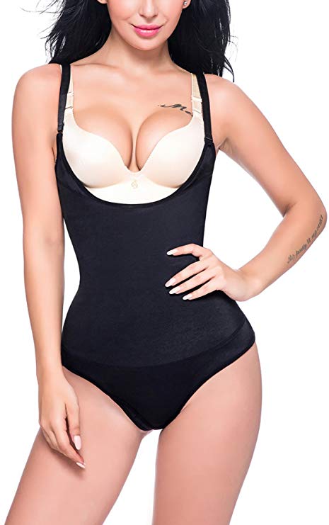 SLIMBELLE Women's Seamless Body Briefer Shaper Open Bust Bodysuit with Firm Tummy Control Body Lady Slimming