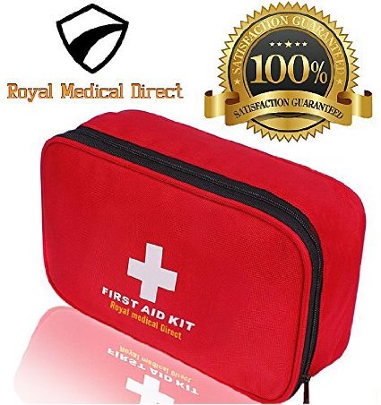 First Aid Kit 180 piece - Royal Medical Direct - Small and Light for Travel School Car Emergency Survival Camping Hiking Office Hunting Sport and Home