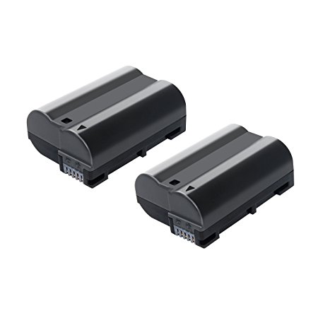 Bonadget 2 Pack Power Battery for Nikon EN-EL15 D7000 D7100 D750 D7200 D800 D750 D610 D7200 battery (2 Pack, 2000mAh)