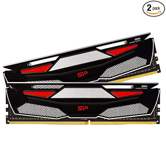 Silicon Power 16GB (2 x 8GB) DDR4-RAM-2666MHz (PC4 21300) 288-pin CL19 1.2V Non ECC Unbuffered 16GB-UDIMM Desktop Memory with Heatsink- Compatible with Intel Skylake/Haswell-E Platform