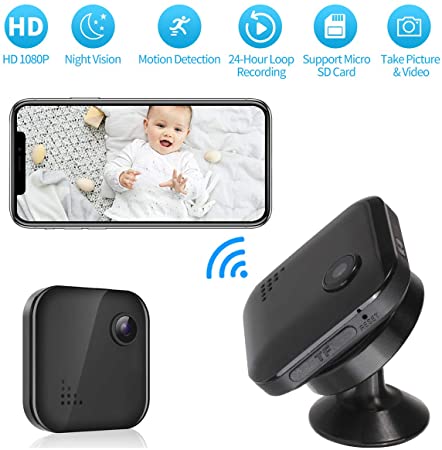 Hidden Camera Wireless WiFi Spy Camera, YOGRE Mini Spy Camera with Motion Detection and Remote Viewing, 1080P Nanny Camera Support Night Vision and Real-Time Video, Phone APP for iOS and Android