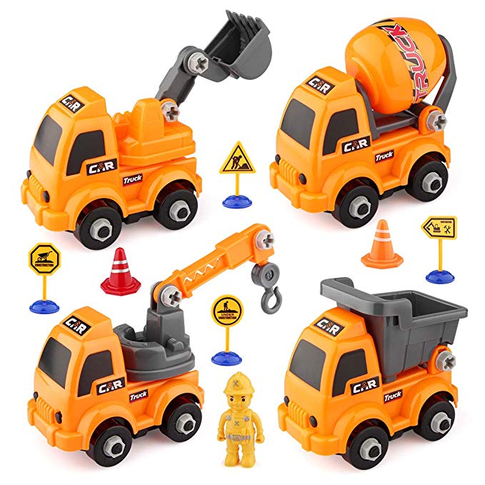 Growsland Take Apart Toys Truck Set Kids Early Education Construction Toys Cars Babies Boys Girls Toddlers DIY Building Vehicle Toy Assembly Engineering Cars Games Cool Gift for Indoor Outdoor Parties