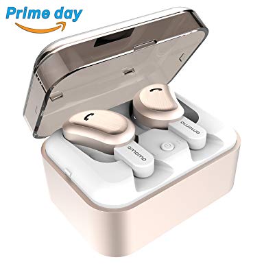 True Wireless Earbuds, AMORNO Truly Bluetooth Headphones In-Ear Noise Cancelling Mini Twins Earphones Sport Sweatproof Dual Stereo Earpieces with Charging Case for Running Gym