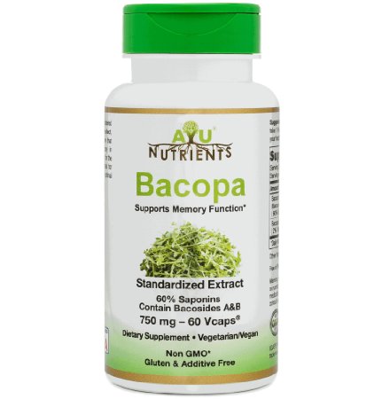 Bacopa Extract 750 mg (60% Bacopa Saponins (Bacosides A & B) - 362.2 mg) Highest Potency and Purity on the Market - 60 Veg Capsules for Memory Support