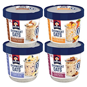 Quaker Overnight Oats, Variety Pack, Breakfast Cereal, 12 Cups