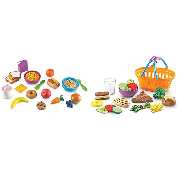 Learning Resources New Sprouts Munch It! Pretend Play Food, 20 Pieces, Ages 18 mos  & New Sprouts Dinner Foods Basket, Pretend Play Food, 18 Pieces, Ages 18 mos