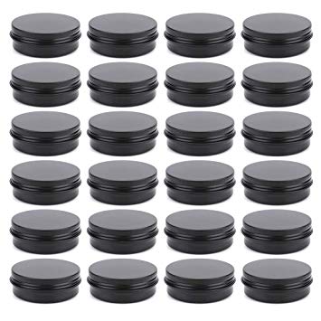 Foraineam 2 oz Round Lip Balm Tin Cans Cosmetic Sample Containers with Screw Lid - Aluminum Empty Tins for Salve, Powder, Spice, or Candies, Pack of 24