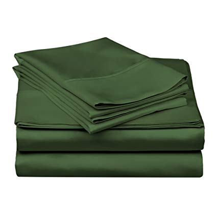 Superior 100% Premium Combed Cotton, 300 Thread Count 4-Piece Bed Sheet Set, Single Ply Cotton, Deep Pocket Fitted Sheets, Soft and Luxurious Bedding Sets - Queen, Hunter Green