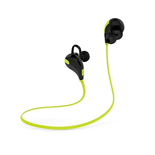Fenleo 4.1 Bluetooth Headphones Noise Canceling Wireless Stereo Sport Earphones with Build in Mic (Green)