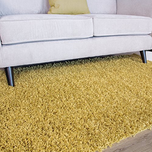 Ontario Yellow Ochre Soft Touch Easy Clean Living Room Shaggy Rugs 180cm x 270cm