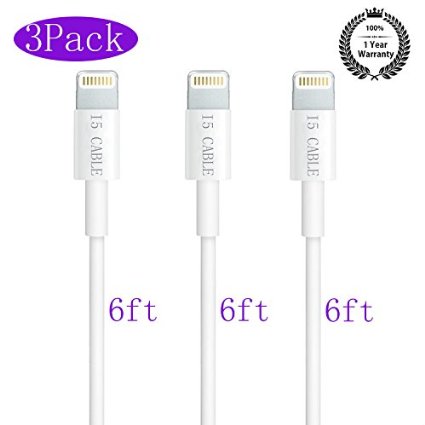 iPhone Cable,I5 Cable(TM) 3-Pack 6Ft/2m Lightning to USB Data and Sync Cable iPhone Cable iPhone 5 6 Cable 8 Pin Lightning Cable for iPhone 6/6Plus/6s/6sPlus/5s/5 iPad Air iPad mini iPad 4/5