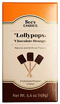 See's Candies Chocolate Orange Lollypops 8 Count - 5.6 oz (1 Box)