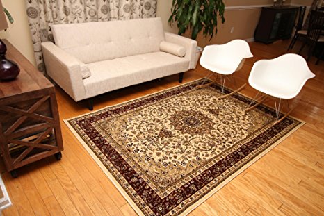 Feraghan/New City Traditional Isfahan Wool Persian Area Rug, 2' x 3', Cream