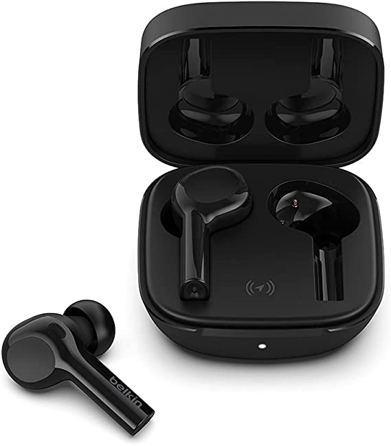 Belkin Wireless Bluetooth Earphones, SOUNDFORM Freedom True Wireless Earbuds with Wireless Charging Case IPX5 Certified Sweat and Water Resistant with Deep Bass for iPhones and Androids - Black