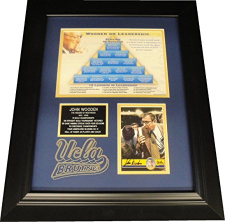 John Wooden Hand Signed Autograph Card Framed UCLA W/ 8X10 Pyramid Success Photo