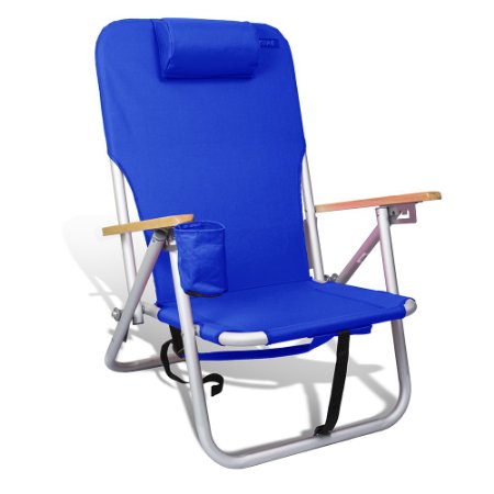 Beach & Camping Outdoor Chair Backpack 4 Position Lightweight Aluminum by JGR Copa (Dark Blue)