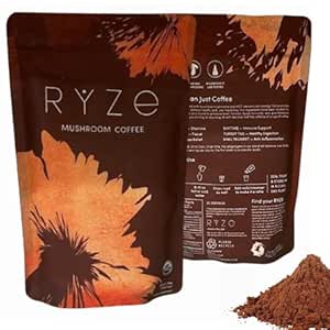 ORGANIC MUSHROOM COFFEE - RY-ZE Mushroom Coffee - Mushroom Coffee - Pack of 1 (30 Servings)