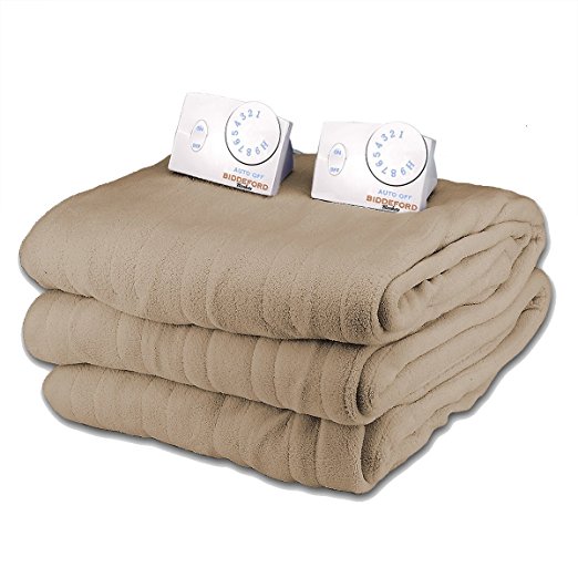 Soft Microplush King Size Electric Heated Blanket by Biddeford (Sand)
