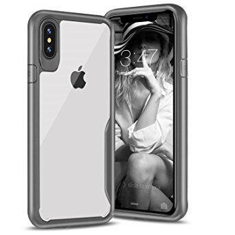 iPhone X Case, iPhone 10 Case, DAUPIN Apple iPhone X Case Slim Anti-scratch Shock Absorption TPU Hard PC Clear Back Drop Protection Case Cover for Apple iPhone X /iPhone 10 5.8" (2017) (Gray)