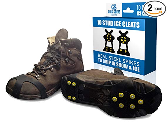Quik Solve Ice Snow Traction Shoe Boot Cleats - No Slip Gripper Spikes