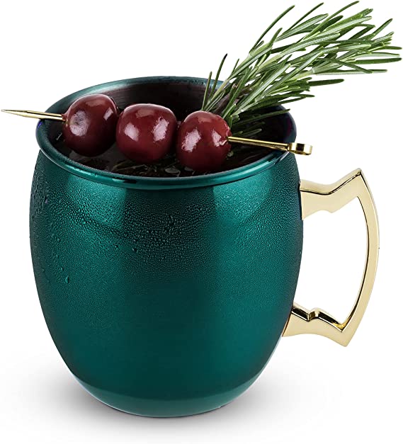 Twine Emerald Moscow Mule Mug, Stainless Steel, 16 oz Capacity, Holiday Gift, Cocktail Drinkware