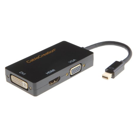 CableCreation DP V1.2 4K 2K 3-in-1 Three-in-one Gold Mini DisplayPort (Thunderbolt Port Compatible) to HDMI/DVI/VGA TV AV HDTV Adapter for Mac Book, Imac, Mac Book Air