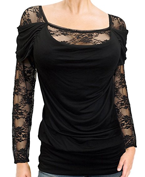 eVogues Floral Lace Sleeve Top