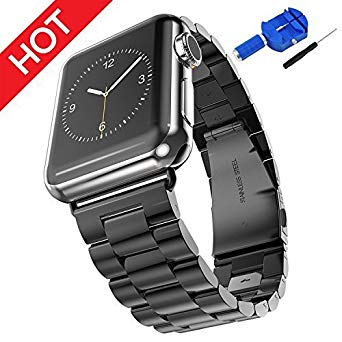 Compatible Apple Watch Bands 42mm 44mm Honest kin Solid Stainless Steel Metal Apple Watch Strap Business Replacement iWatch Strap for Apple Watch Series 4/3/2/1 Sport and Edition- Black