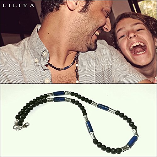 Lapis necklace - Surfer necklace - Real lava and Lapis gems - Men Necklace - Gift for men - Unisex necklace - Men jewelry