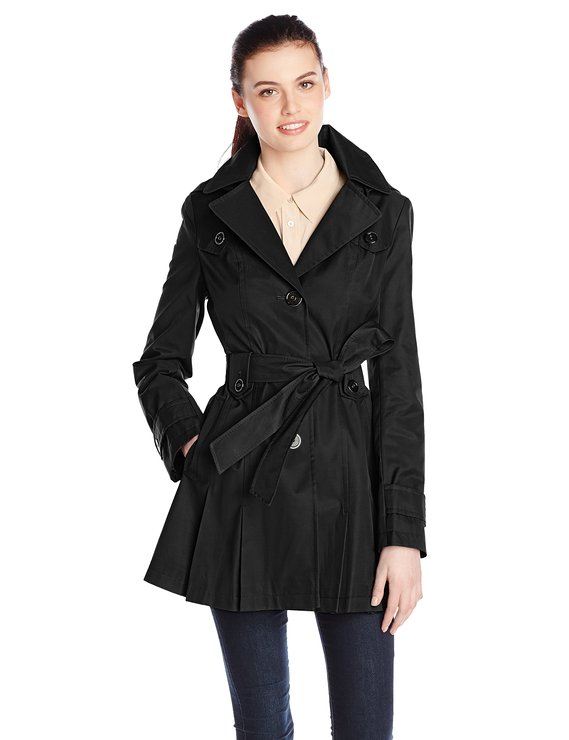 Via Spiga Womens Single-Breasted Belted Trench Coat with Hood