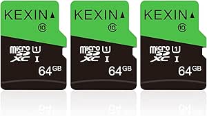 KEXIN Micro SD Card 64GB with SD Adapter microSDXC Memory Card UHS-I C10 U1 Micro SD Card Full HD High Speed TF Card for Smartphone Tablet Action Camera Dash Cam Drone Game Console, 64 G 3 Pack