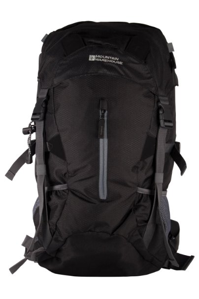 Mountain Warehouse 35 Litre Rucksack - Saker - Backpack Straps Walking Hiking Camping Travel Black