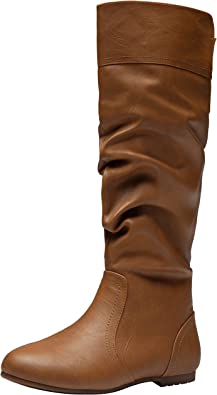 Jeossy Women's 9601 Knee High Boots Tall Slouch Boots with Inside Zipper