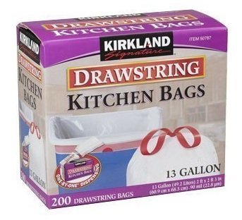 Kirkland Signature Drawstring Kitchen Trash Bags - 13 Gallon - 400 Count