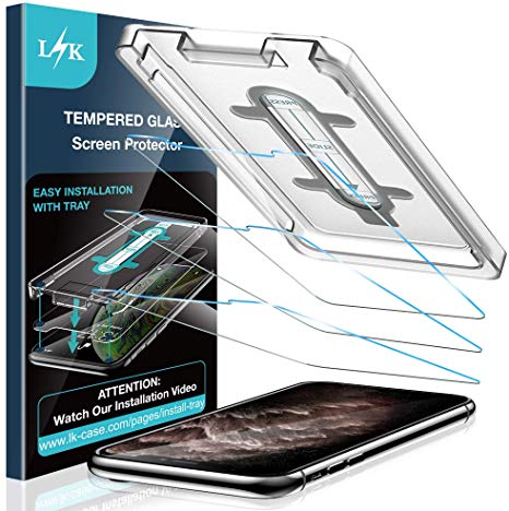 LK [3 Pack Screen Protector for iPhone 11 Pro Max 6.5 inch, Tempered Glass [Case Friendly] [Anti-Scratch] HD Clear 9H Hardness Double Defence Technology Positioning aid [Easy-Installation Tool]