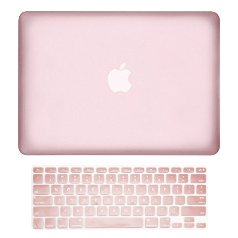 TOP CASE - 2 in 1 Bundle Deal Air 13-Inch Rubberized Plastic Hard Case Cover   Keyboard Cover for Macbook Air 13" (A1369 and A1466) - Rose Gold