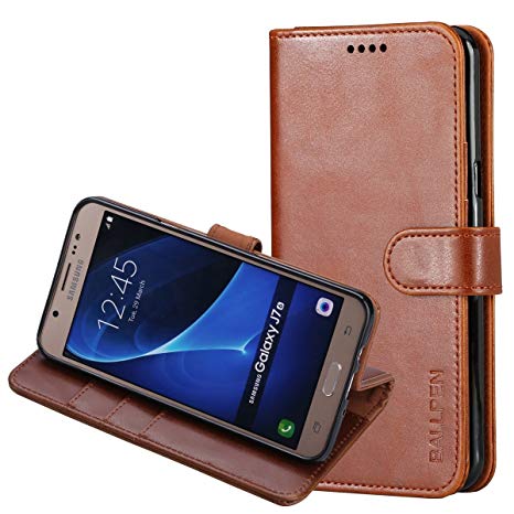 Galaxy J7 2016 Case,J7 2016 Wallet Case,BALLPEN Flip Leather Protective Wallet Cover Case with 3 Card Slots,Kickstand and Magnetic Closur for Samsung Galaxy J7 2016/J710 (Brown)