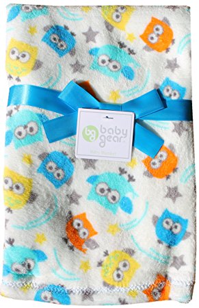 Plush Baby Blanket By Baby Gear | 30 X 40 (Owls)