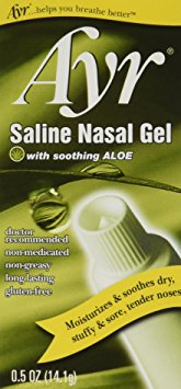 Ayr Saline Nasal Gel, With Soothing Aloe, 0.5 Ounce Tube (Pack of 3)