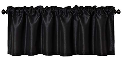 Aiking Home Solid Faux Silk Window Valance, Black-Size 56''x16''