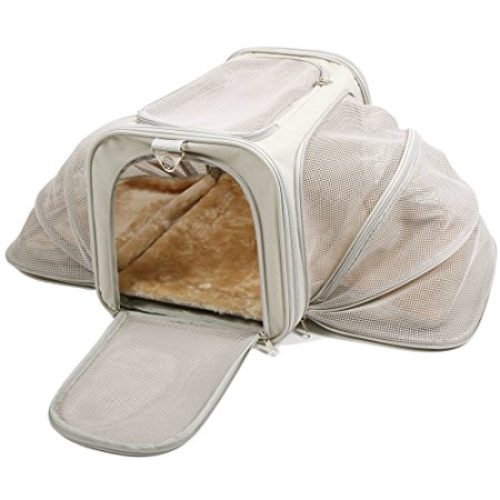 Jet Sitter Expandable Pet Dog Cat Carrier - Soft Sided Carriers Cats Dogs Travel Crate (Large)