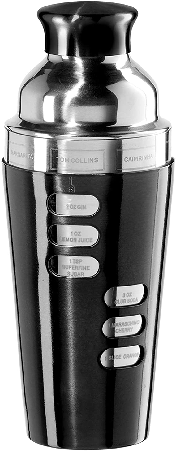 Oggi 23-Ounce Stainless Steel Cocktail Shaker, Black